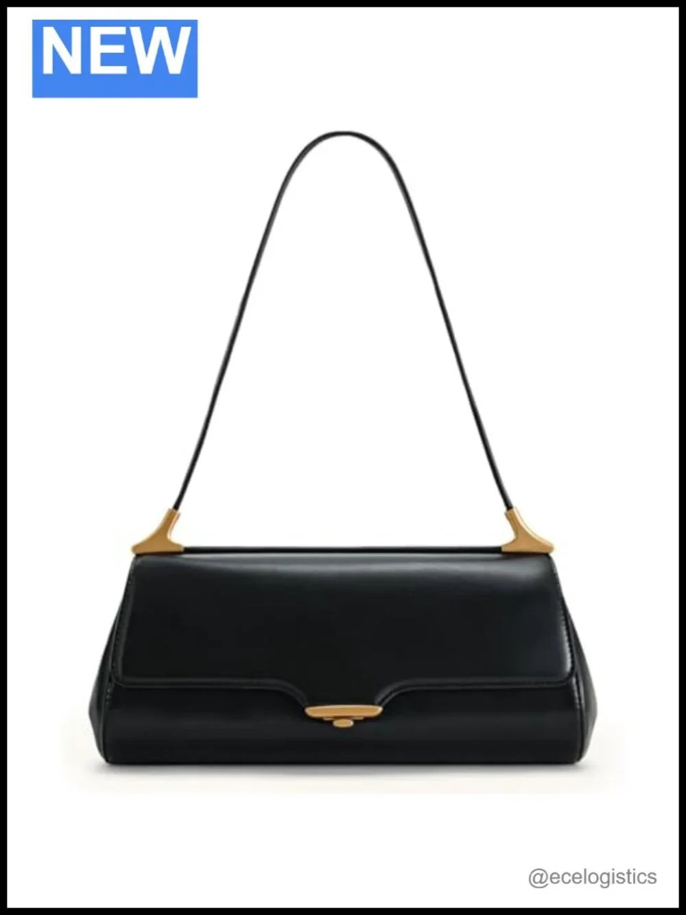 Vegan Leather Shoulder Bag with Gold Hardware, Fits iPhone 15 Pro Max